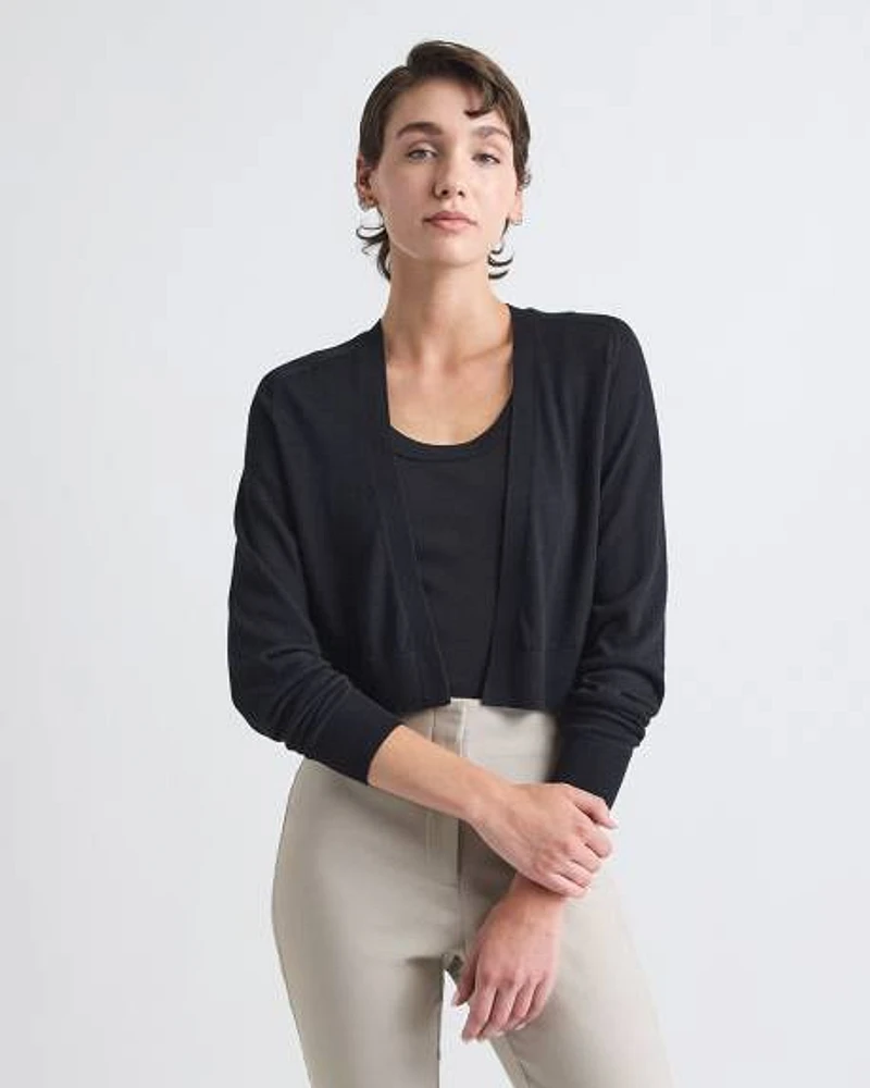 Long-Sleeve Open Cropped Cardigan