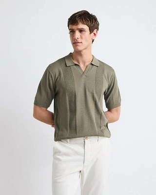 Short-Sleeve Johnny Sweater with Vertical Stripes