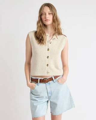 Short Sweater Vest with Pointelle Stitches
