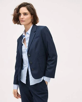 Navy Three-Button Short Blazer