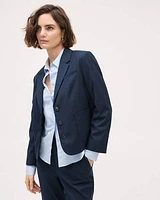 Navy Three-Button Short Blazer