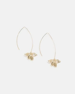 Boucles d'Oreilles Dorées avec Pendentifs en Fleurs
