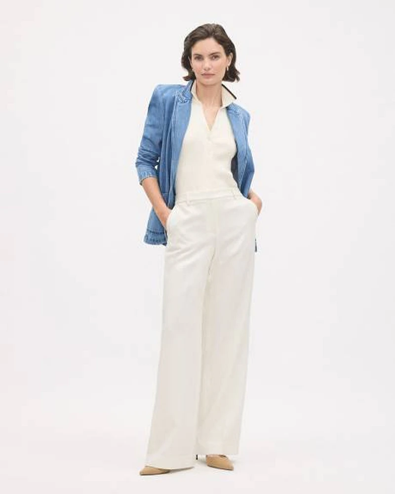 Crème Wide-Leg High-Rise Pant