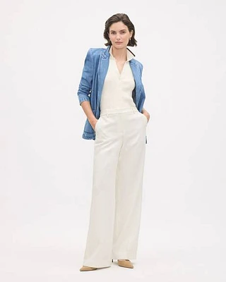 Crème Wide-Leg High-Rise Pant