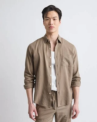 Long-Sleeve Linen-Blend Shirt
