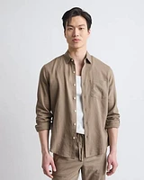 Long-Sleeve Linen-Blend Shirt