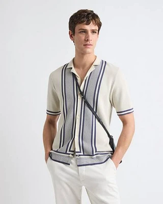 Chemise Pull à Boutonner Manches Courtes et Col Camp
