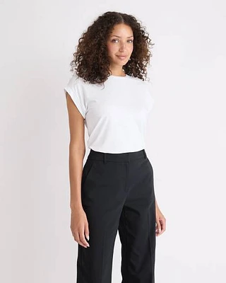 T-Shirt Décontracté à Col Rond et Manches Très Courtes