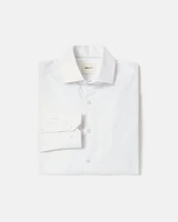 White Slim-Fit Dress Shirt with Tonal Twine