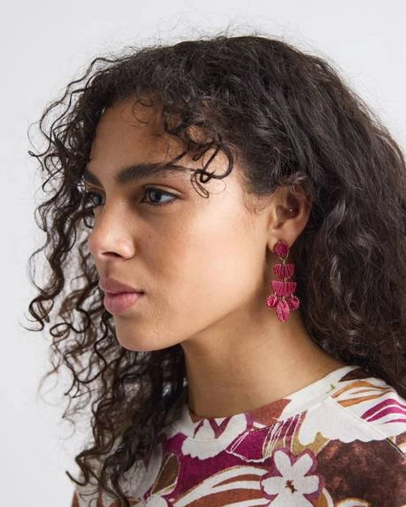 Earrings with Raffia Pendants