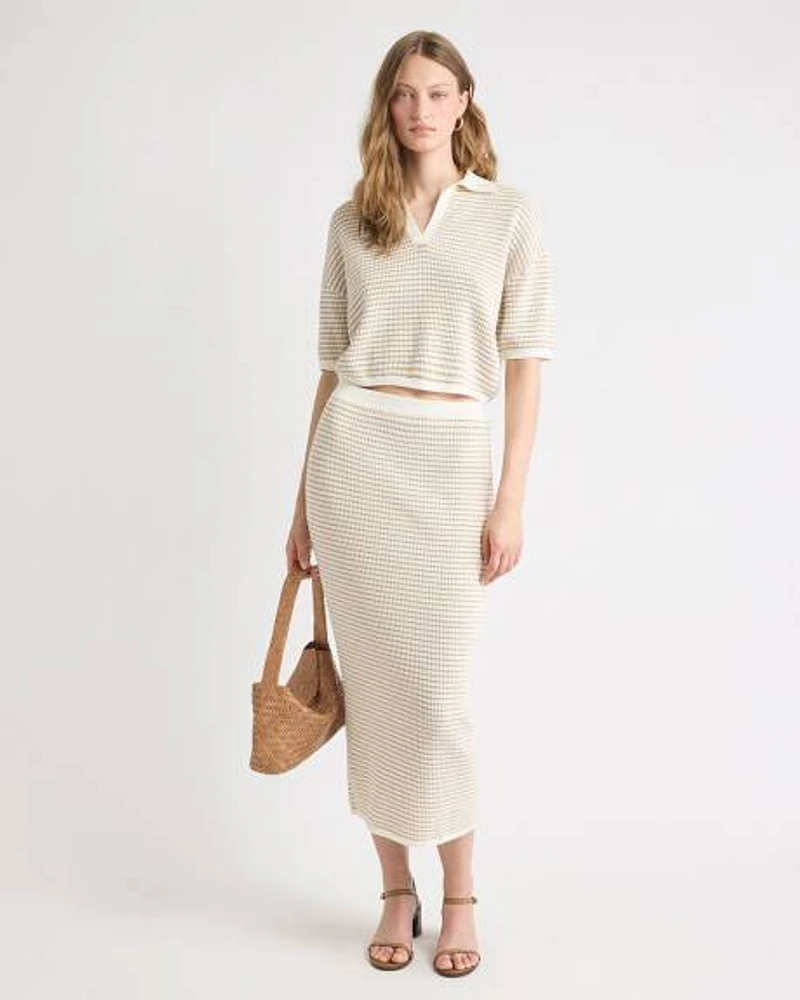 Pencil Midi Skirt with Fancy Stitches