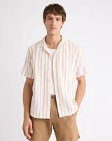 Chemise Rayée à Manches Courtes avec Col Camp