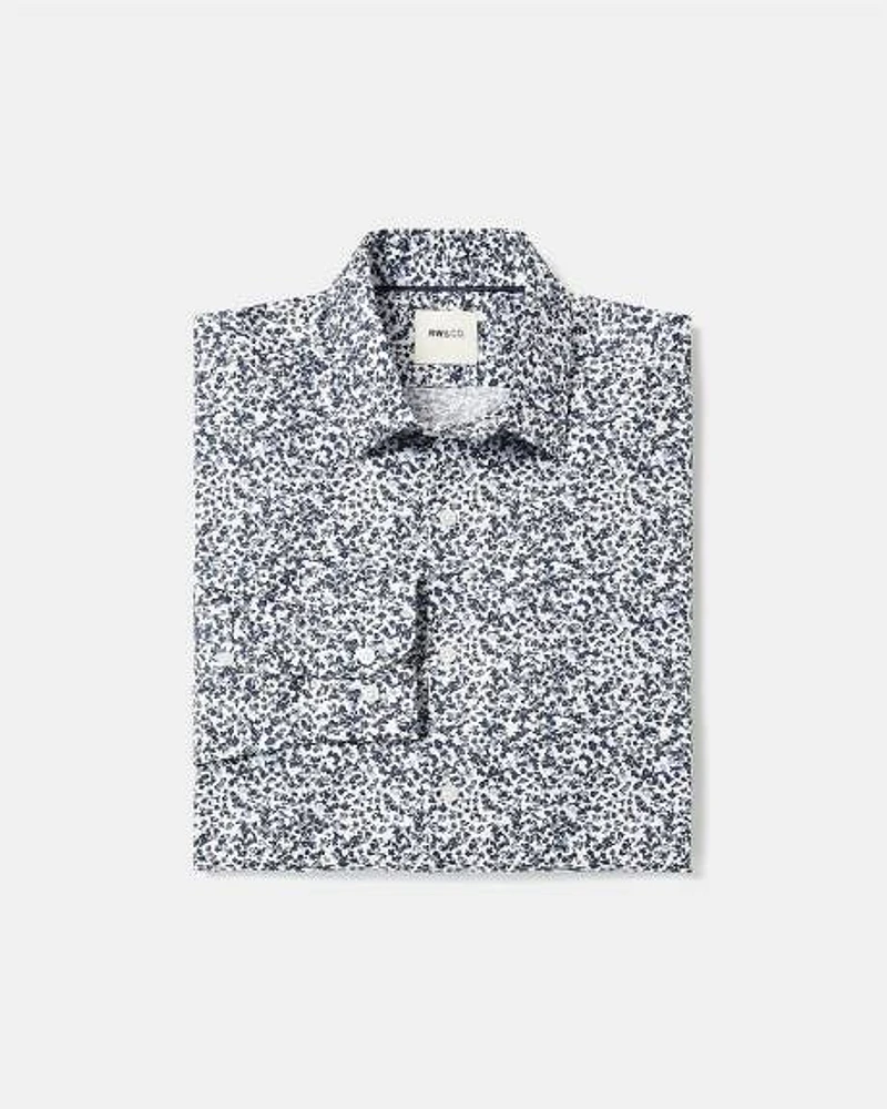 Tailored-Fit Dress Shirt with Blurry Floral Pattern