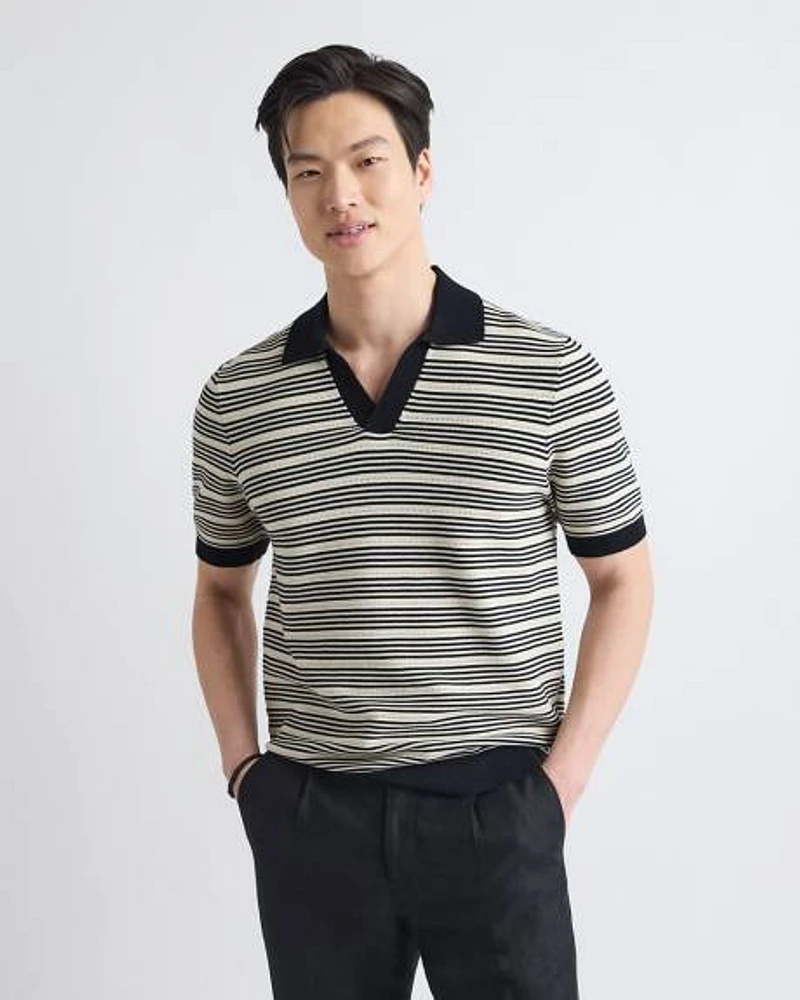 Short-Sleeve Johnny Sweater with Horizontal Stripes