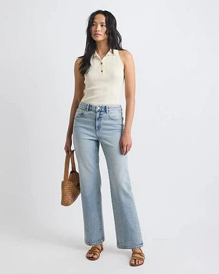 Dusk-Wash High-Rise Straight-Leg Jeans
