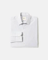 White Tailored-Fit Dress Shirt with Blue Stripes