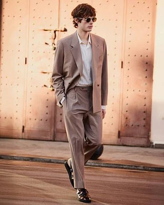Relaxed-Fit Rose Taupe Suit Pant