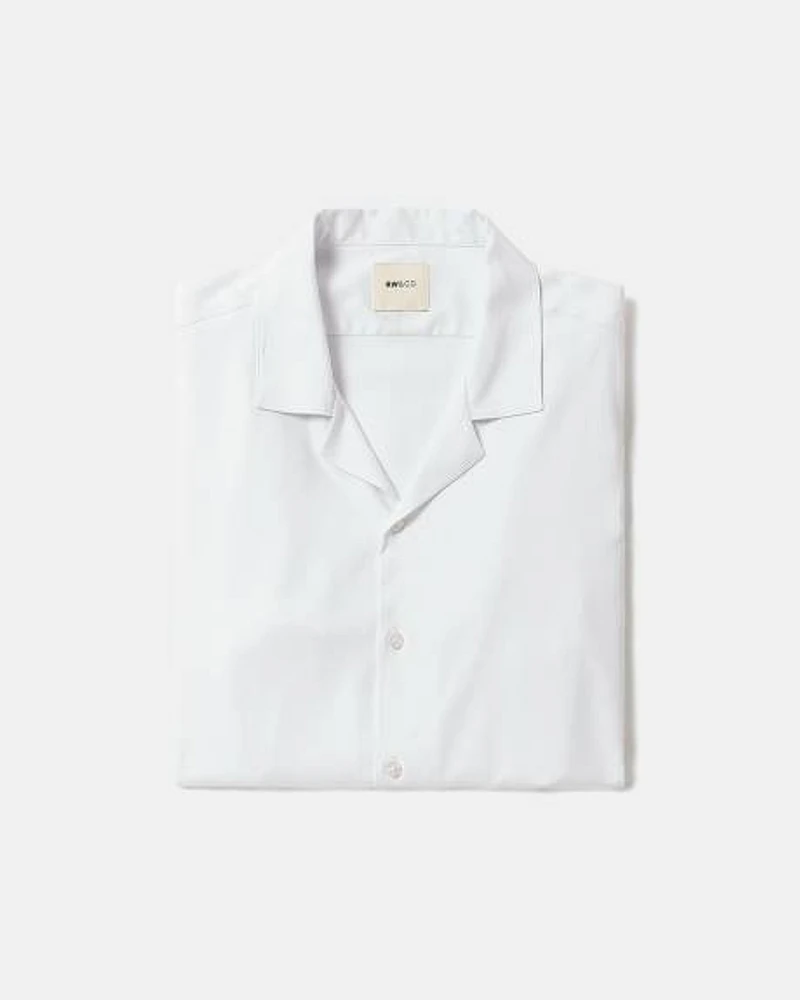 Short-Sleeve Slim-Fit Knit-Like Dress Shirt