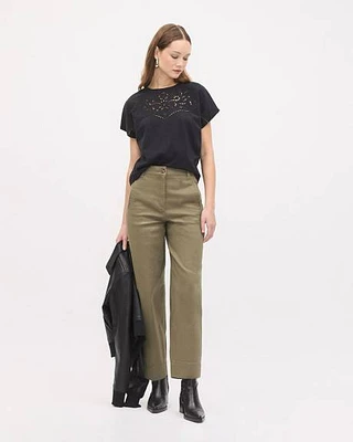 Pantalon à Jambe Ballon et Taille Haute en Serg