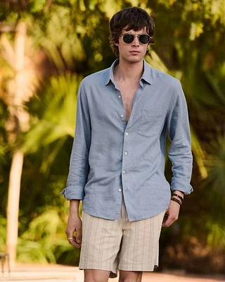 Chemise à Manches Longues en Mélange de Lin