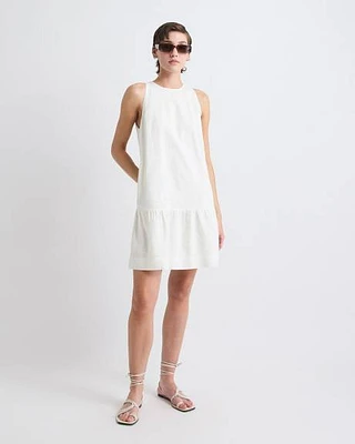 Robe Droite Sans Manches à Col Rond en Mélange de Lin