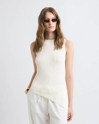 Sleeveless Crew-Neck Tunic with Asymmetrical Hem