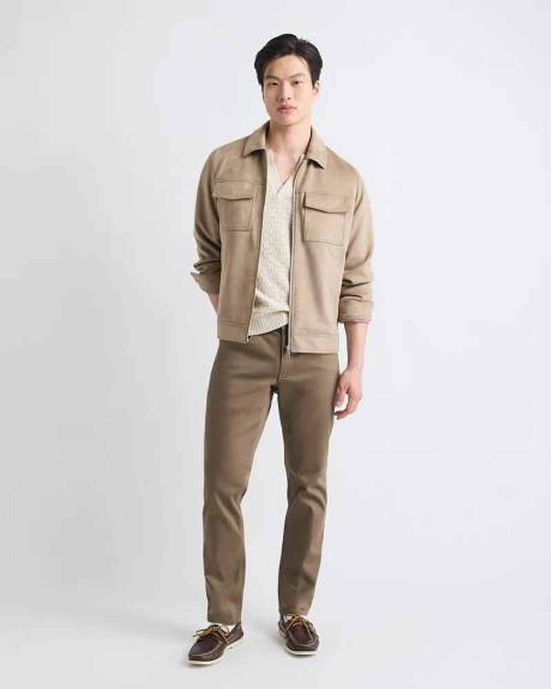 Faux Suede Jacket with Shirt Collar