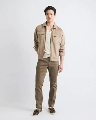 Faux Suede Jacket with Shirt Collar