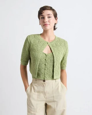 Cardigan en Mailles Crochetées à Manches Courtes