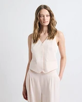 Sleeveless Short Satin Vest