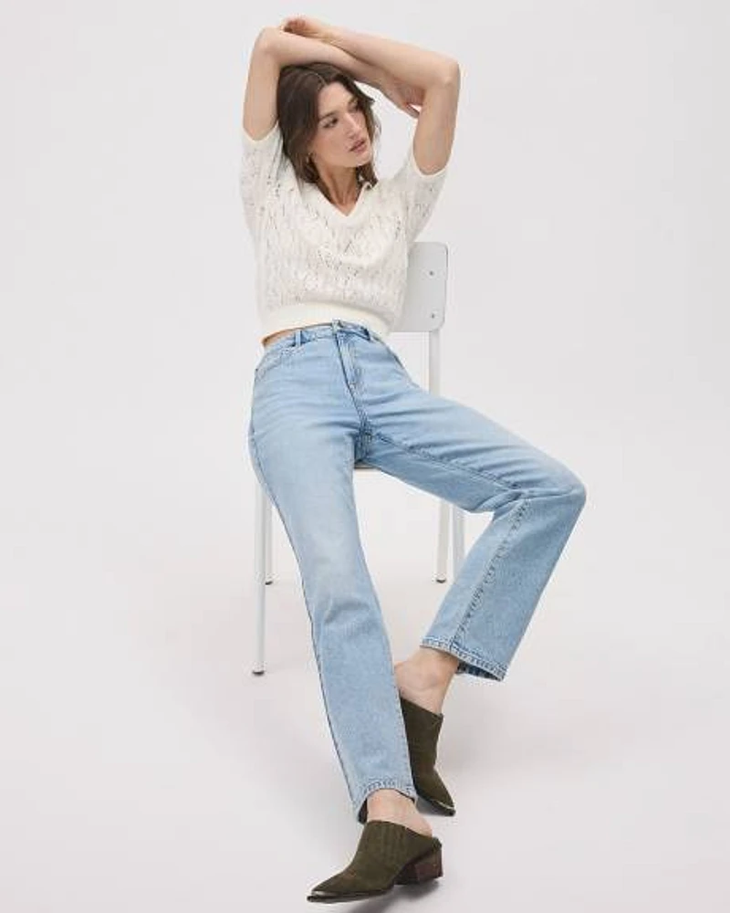 Jeans Rétro à Taille Haute et Jambe Droite