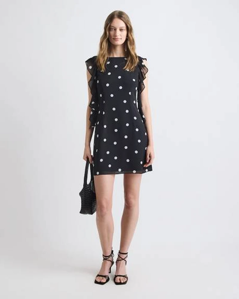Robe Cocktail Mini Sans Manches à Volants