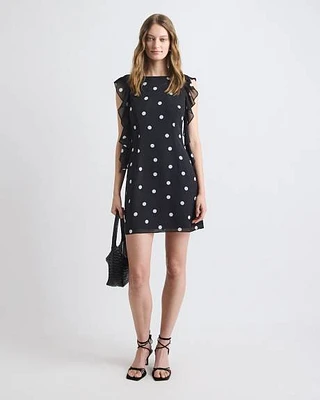 Robe Cocktail Mini Sans Manches à Volants
