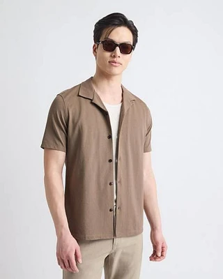 Chemise à Manches Courtes et Col Camp en Tricot Piqué