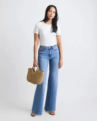 Medium-Wash High-Waisted Wide-Leg Jeans