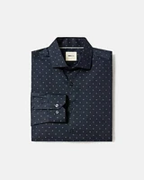 Navy Tailored-Fit Dress Shirt with Geo Pattern