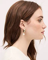 Golden Earrings with Pearl Pendant