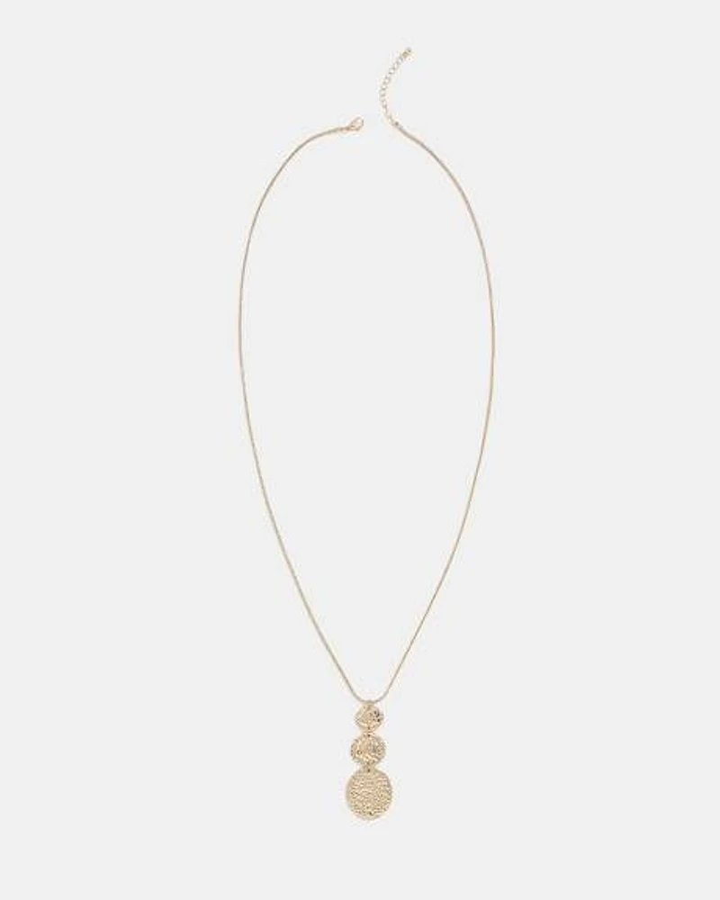 Long Necklace with Three-Disc Pendant
