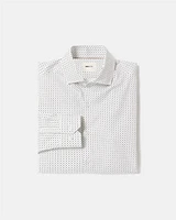 White Slim-Fit Dress Shirt With Micro Geometric Pattern