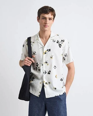 Chemise Courte à Manches Courtes et Col Camp avec Motif Floral