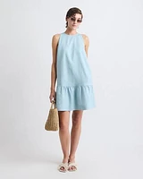 Sleeveless Crew-Neck Linen-Blend Shift Dress