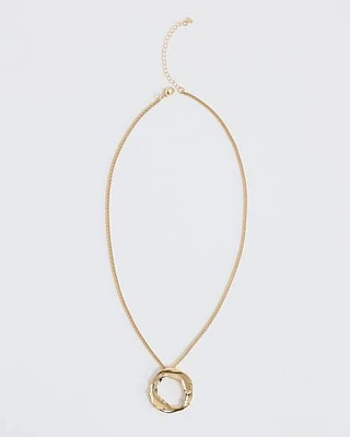 Collier Long à Pendentif en Rond en Métal