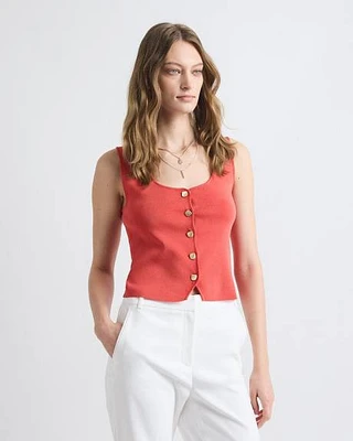 Cropped Buttoned-Down Sweater Vest