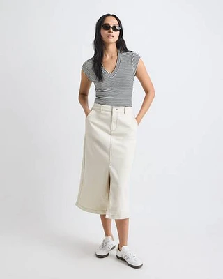 High-Rise Denim Maxi Skirt