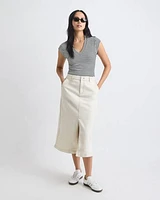 Jupe Maxi en Denim à Taille Haute