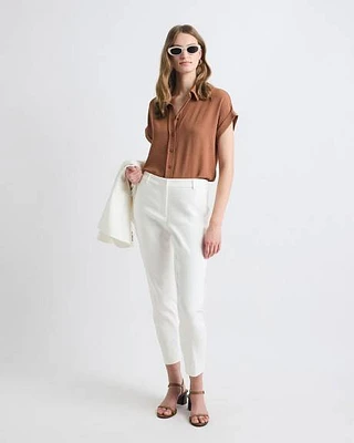 Pantalon Signature Indispensable Longueur Cheville à Jambe Étroite et Taille Mi-Haute