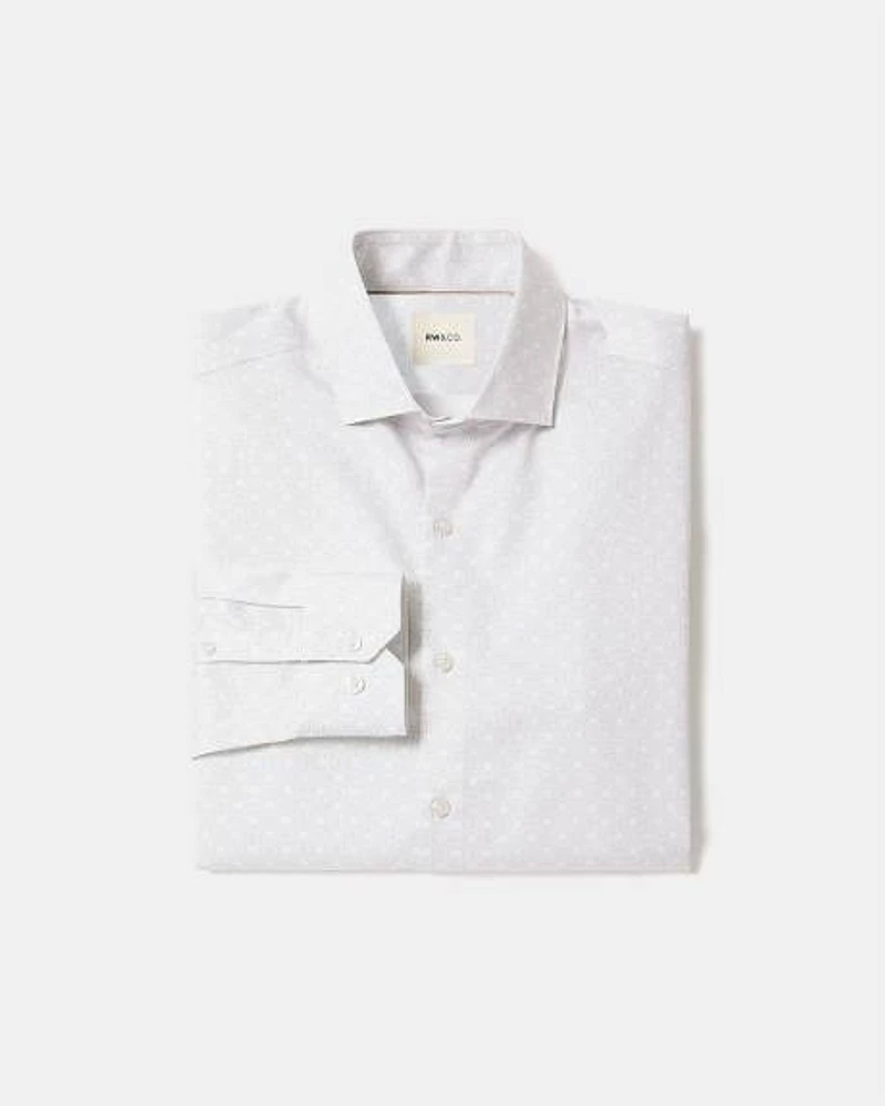 Tailored-Fit Dress Shirt with Micro Geo Print