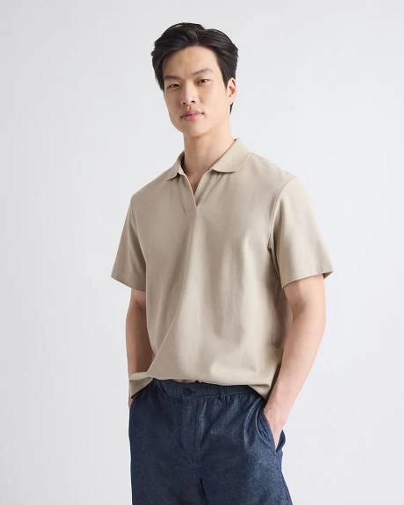 Oversized Short-Sleeve Textured Polo