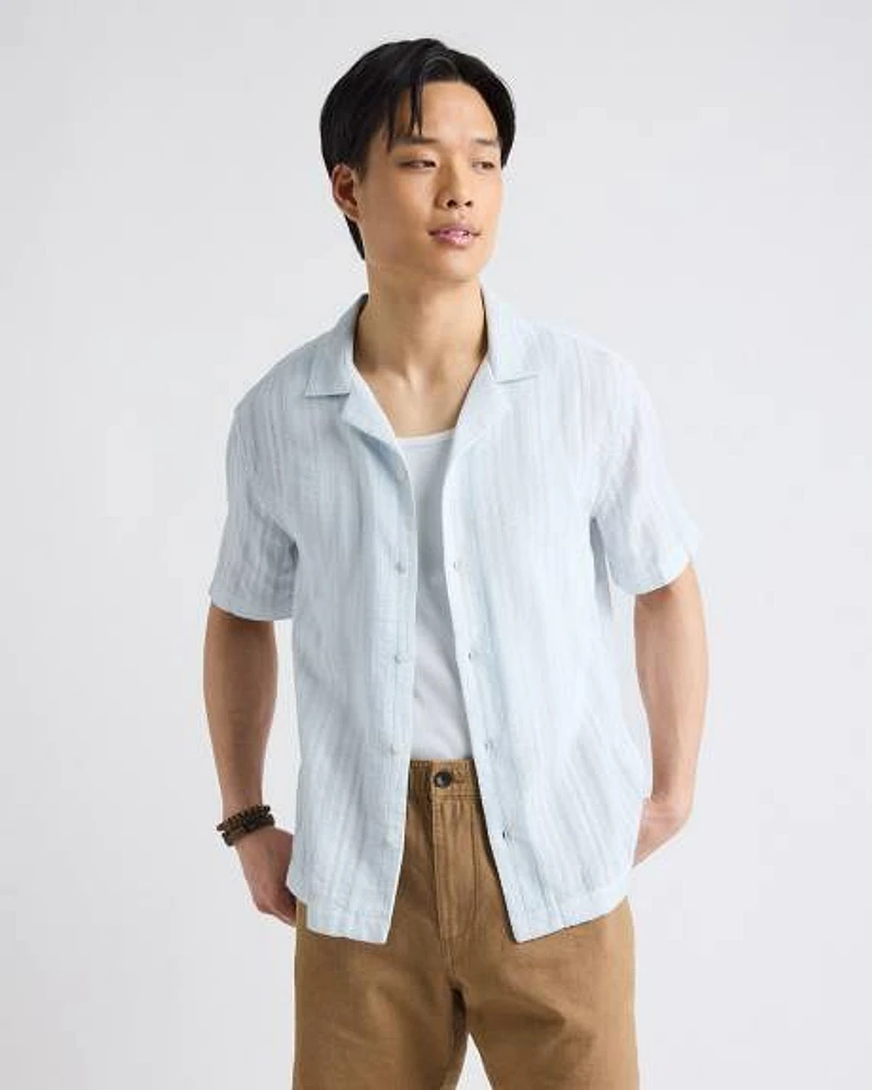 Short-Sleeve Camp-Collar Textured Shirt