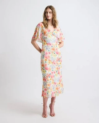 Robe Cocktail Midi Sans Manches avec Cape